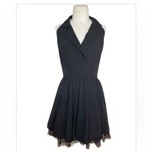 Vintage 90s All That Jazz black collared halter neck dress